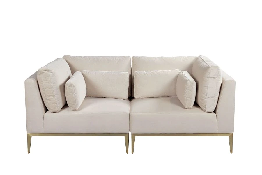 Cassie Two Seat Sofa – Chalk – Brushed Brass Base