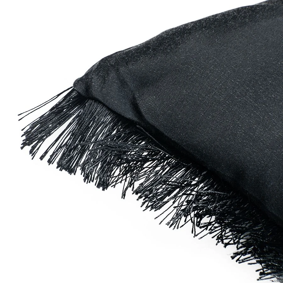 Black Crepe Fringed Square Cushion 3 Black Crepe Fringed Square Cushion