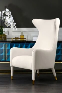 Delta Armchair White - Brushed Gold