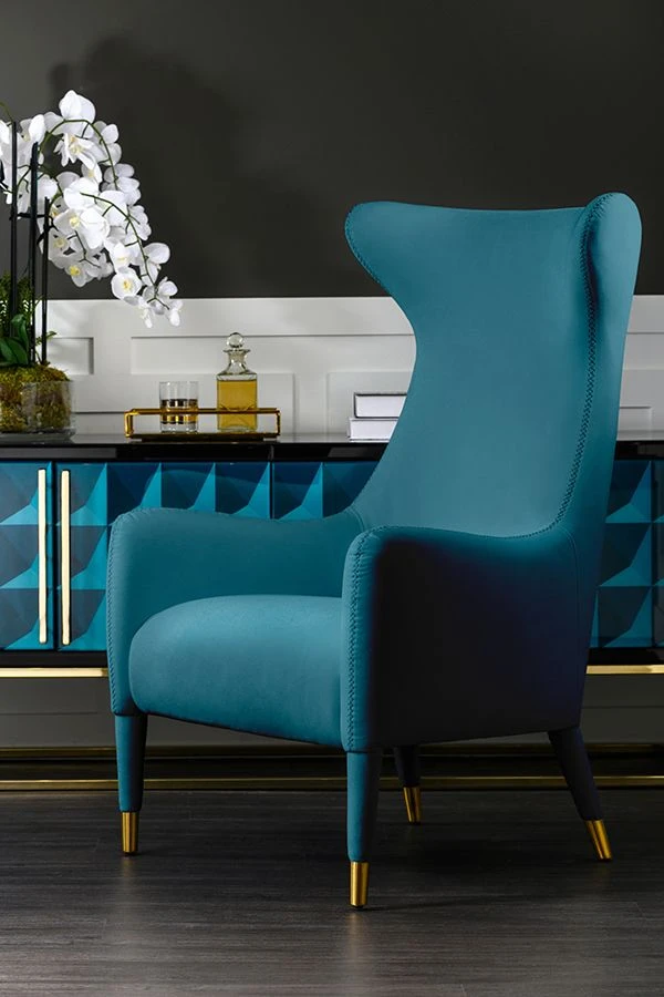 Delta Armchair Peacock - Brushed Gold 4 Delta Armchair Peacock - Brushed Gold - Image 2