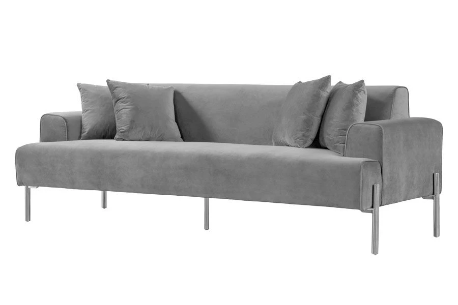 Duke Three Seat Sofa - Dove Grey - Silver Legs 3 Duke Three Seat Sofa - Dove Grey - Silver Legs