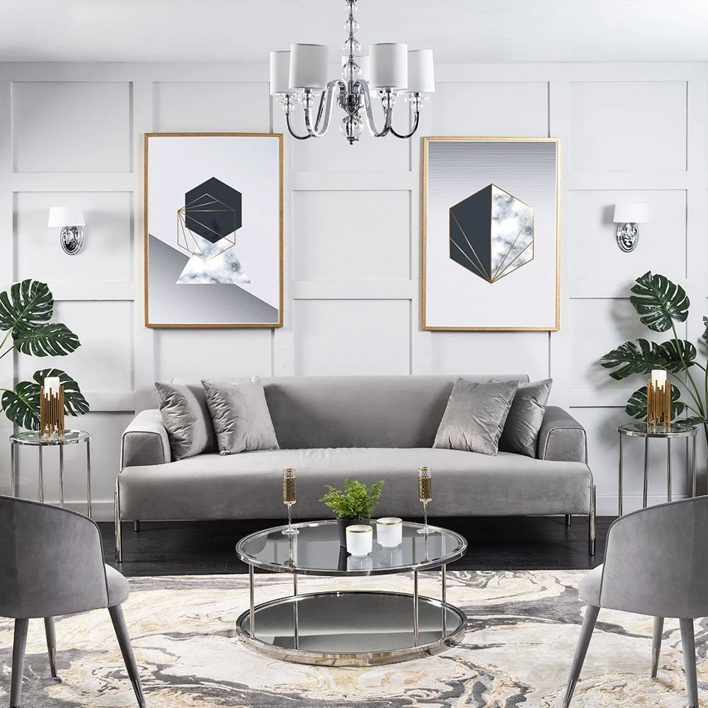 Duke Three Seat Sofa - Dove Grey - Silver Legs 4 Duke Three Seat Sofa - Dove Grey - Silver Legs - Image 2