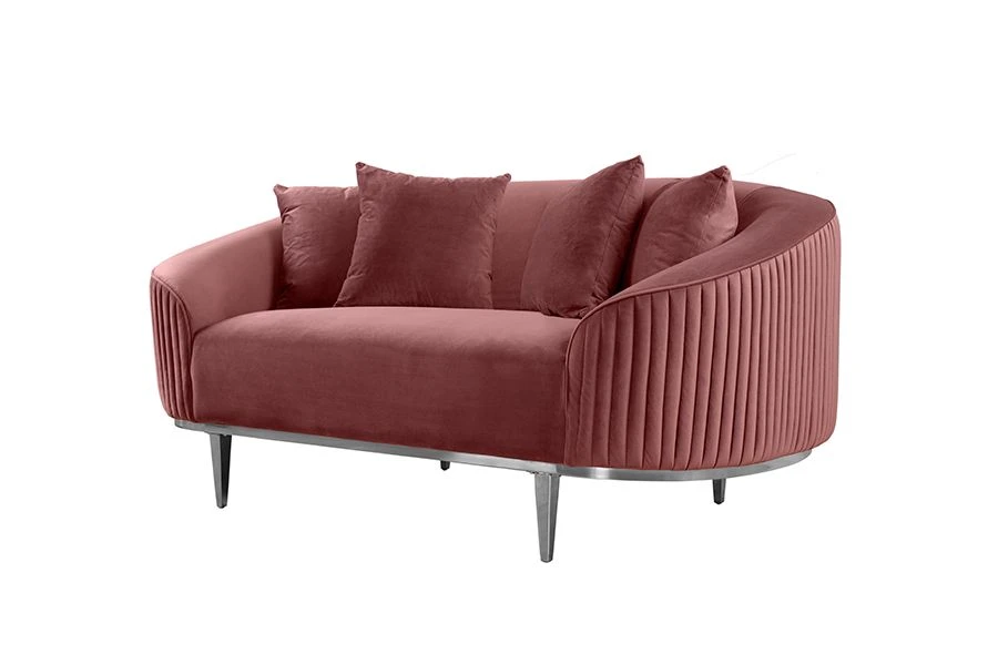 Ella Two Seat Sofa - Blush Pink- Polished Chrome Base 5 Ella Two Seat Sofa - Blush Pink- Polished Chrome Base - Image 3