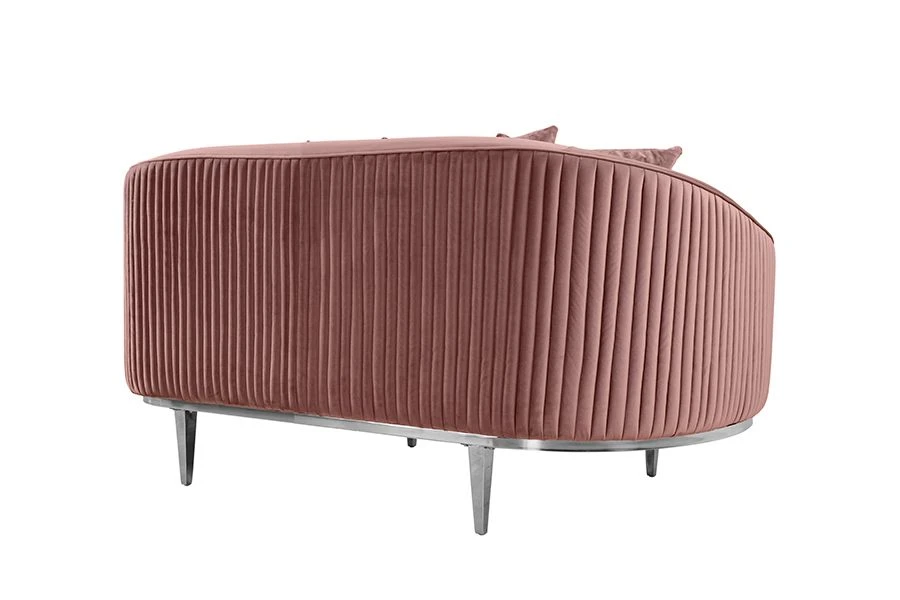 Ella Two Seat Sofa - Blush Pink- Polished Chrome Base 4 Ella Two Seat Sofa - Blush Pink- Polished Chrome Base - Image 2