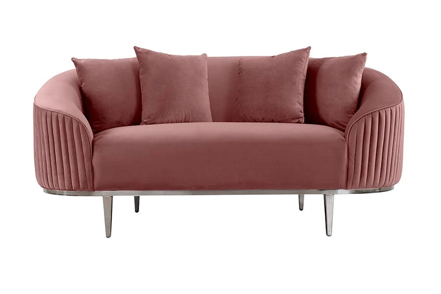 Ella Two Seat Sofa - Blush Pink- Polished Chrome Base 3 Ella Two Seat Sofa - Blush Pink- Polished Chrome Base