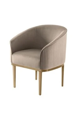 Ella Dining Chair - Taupe - Brass Base