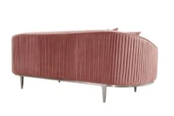 Ella Three Seat Sofa - Blush Pink - Polished Chrome Base -Furniture Sale Store ella sofa chrome pink back cutout web 1