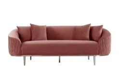 Ella Three Seat Sofa - Blush Pink - Polished Chrome Base -Furniture Sale Store ella sofa chrome pink front cutout web