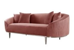 Ella Three Seat Sofa - Blush Pink - Polished Chrome Base -Furniture Sale Store ella sofa chrome pink side cutout web 1