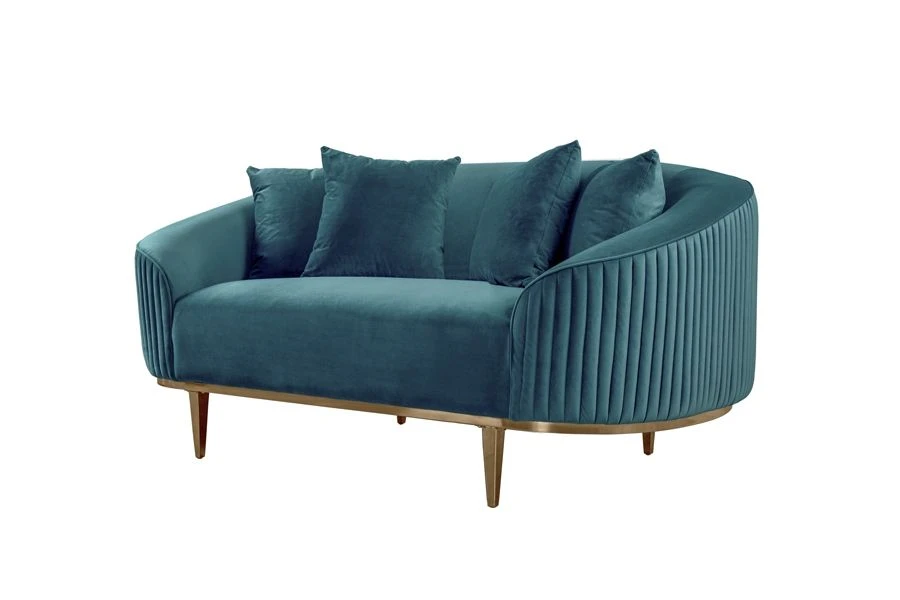 Ella Two Seat Sofa - Peacock- Brass Base 5 Ella Two Seat Sofa - Peacock- Brass Base - Image 3
