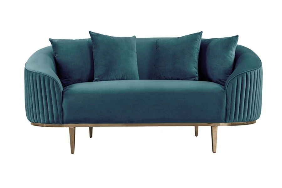 Ella Two Seat Sofa - Peacock- Brass Base 3 Ella Two Seat Sofa - Peacock- Brass Base