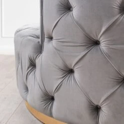 Frankfurt Loveseat - Dove Grey - Brass Base -Furniture Sale Store grey brass detail 1 web 1