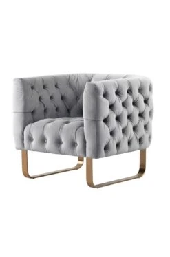 Grosvenor Armchair - Dove Grey - Brushed Brass