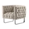 Grosvenor Armchair - Taupe - Brushed Silver 1 Grosvenor Armchair - Taupe - Brushed Silver -Furniture Sale Store grosvenor chair silver taupe cutout 01 web