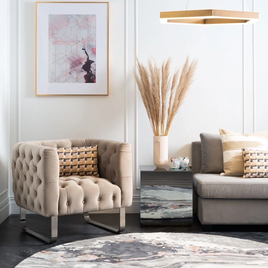 Grosvenor Armchair - Taupe - Brushed Silver 4 Grosvenor Armchair - Taupe - Brushed Silver - Image 2