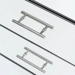 Harper Mirrored Side Table – Silver Details -Furniture Sale Store harper bedside handle silver webready