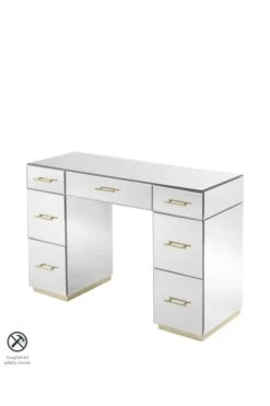 Harper Mirrored Dressing Table – Champagne Gold Details