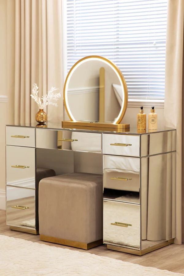 Harper Mirrored Dressing Table – Champagne Gold Details 4 Harper Mirrored Dressing Table – Champagne Gold Details - Image 2