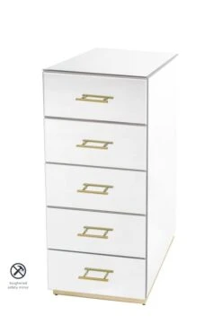 Harper Mirrored Tallboy – Champagne Gold Details