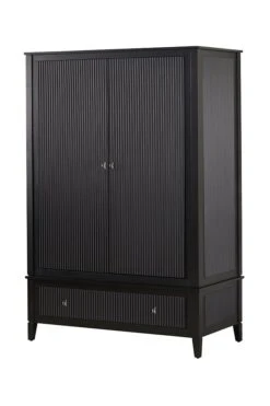 Heidi Black Wardrobe Brass/Silver -Furniture Sale Store heidi wardobe black silver 1 web