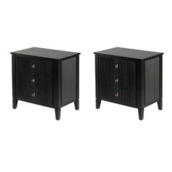 Set Of 2 Heidi Bedside Tables - Black - Brass/Silver -Furniture Sale Store heidi set bedsides black silver web