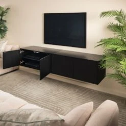 Set Of 2 Inga Black Oak Floating Sideboards -Furniture Sale Store inga floating sideboard black ls 4 web