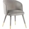 Bellucci Dining Chair - Dove Grey - Brass Caps -Furniture Sale Store j 1168 belluci grey chrome cutout web