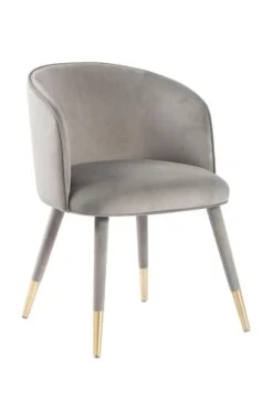 Bellucci Dining Chair - Dove Grey - Brass Caps