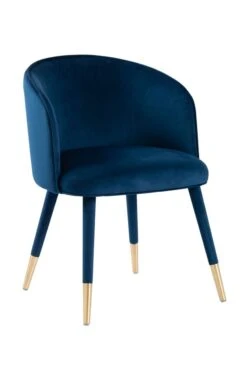 Bellucci Dining Chair - Navy Blue - Brass Caps