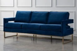 Kenza Three Seat Sofa – Blue -Furniture Sale Store kenza sofa blue brass web