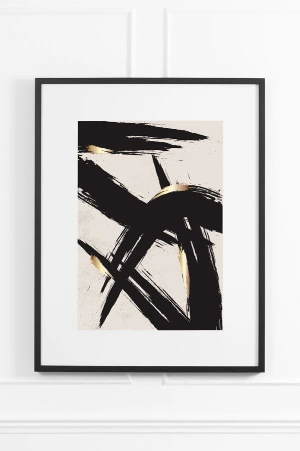 Black Gold No.1 Wall Art - Black Frame