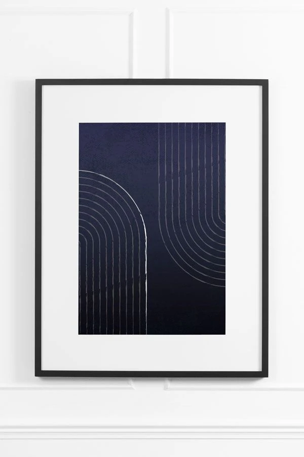 Indigo Arches No.1 Wall Art - Black Frame 3 Indigo Arches No.1 Wall Art - Black Frame