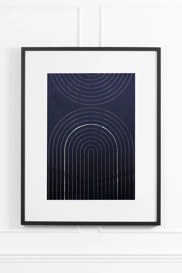 Indigo Arches No.2 Wall Art - Black Frame