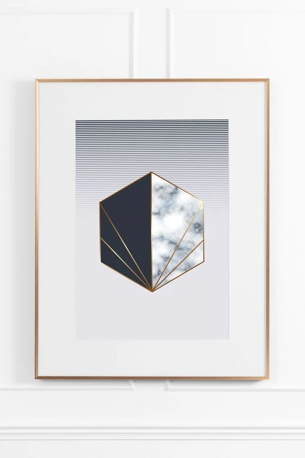 Lunar Rock No.3 Wall Art - Brass Frame