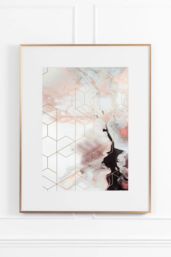 Coral Cosmos No.1 Wall Art - Brass Frame