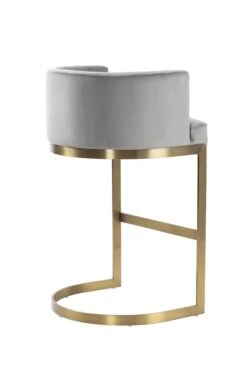 Lasco Bar Stool – Dove Grey - Brushed Brass Base -Furniture Sale Store lasco barstool grey brass back webready