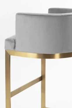 Lasco Bar Stool – Dove Grey - Brushed Brass Base -Furniture Sale Store lasco barstool grey brass detail webready