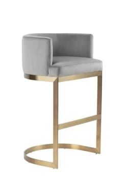 Lasco Bar Stool – Dove Grey - Brushed Brass Base