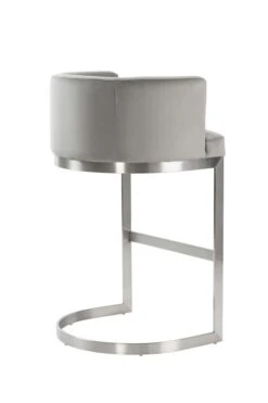 Lasco Bar Stool – Dove Grey - Brushed Stainless Steel Base -Furniture Sale Store lasco barstool grey silver back webready