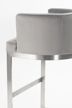 Lasco Bar Stool – Dove Grey - Brushed Stainless Steel Base -Furniture Sale Store lasco barstool grey silver detail webready