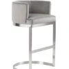 Lasco Bar Stool – Dove Grey - Brushed Stainless Steel Base -Furniture Sale Store lasco barstool grey silver front webready
