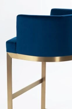 Lasco Bar Stool – Navy Blue - Brushed Brass Base -Furniture Sale Store lasco barstool navy brass detail webready