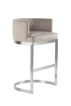 Lasco Bar Stool – Taupe - Brushed Stainless Steel Base