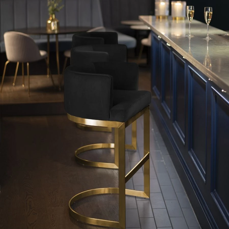 Lasco Bar Stool – Black - Brushed Brass Base 4 Lasco Bar Stool – Black - Brushed Brass Base - Image 2