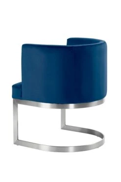 Lasco Dining Chair - Navy - Silver Base -Furniture Sale Store lasco dining chair navy brass back web