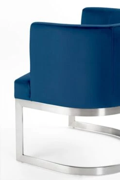 Lasco Dining Chair - Navy - Silver Base -Furniture Sale Store lasco dining chair navy brass detail web