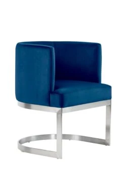 Lasco Dining Chair - Navy - Silver Base