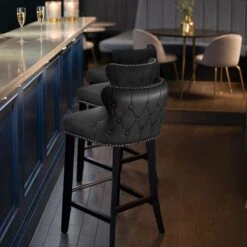 Margonia Bar Stool Black PU Leather 8 Margonia Bar Stool Black PU Leather -Furniture Sale Store margonia barstool blackpu front web