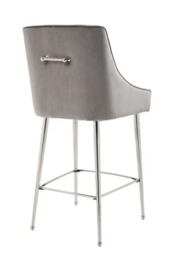 Mason Bar Stool - Dove Grey - Shiny Silver Legs