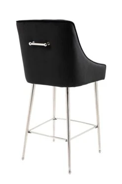 Mason Bar Stool - Black - Shiny Silver Legs